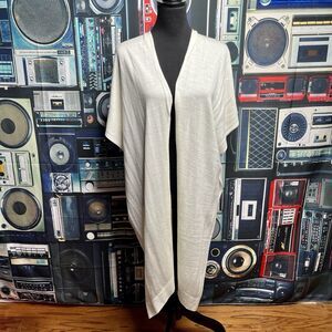 ILLUMINATIVE Creme Merino Wool Blend Tunic Cover Up Open Front Size M/L